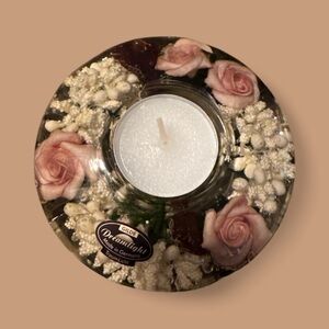 Dreamlight Rose and White Floral Tealight Holder